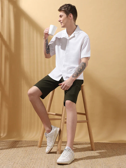 White Textured Men’s Shirt (Back View)