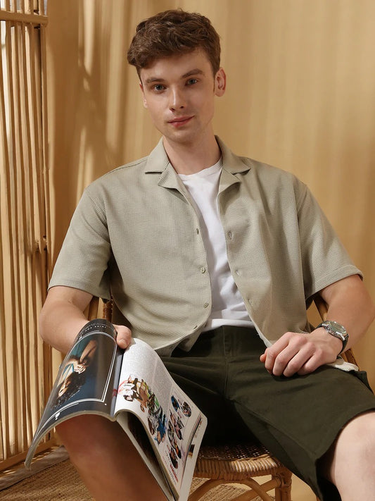 Beige Half Sleeve Men’s Shirt