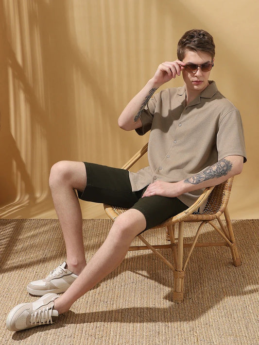 Men’s Waffle Knit Cuban Collar Shirt – Casual Summer Essential