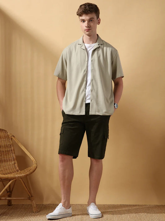Beige Half Sleeve Men’s Shirt