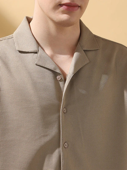 Men’s Waffle Knit Cuban Collar Shirt – Casual Summer Essential
